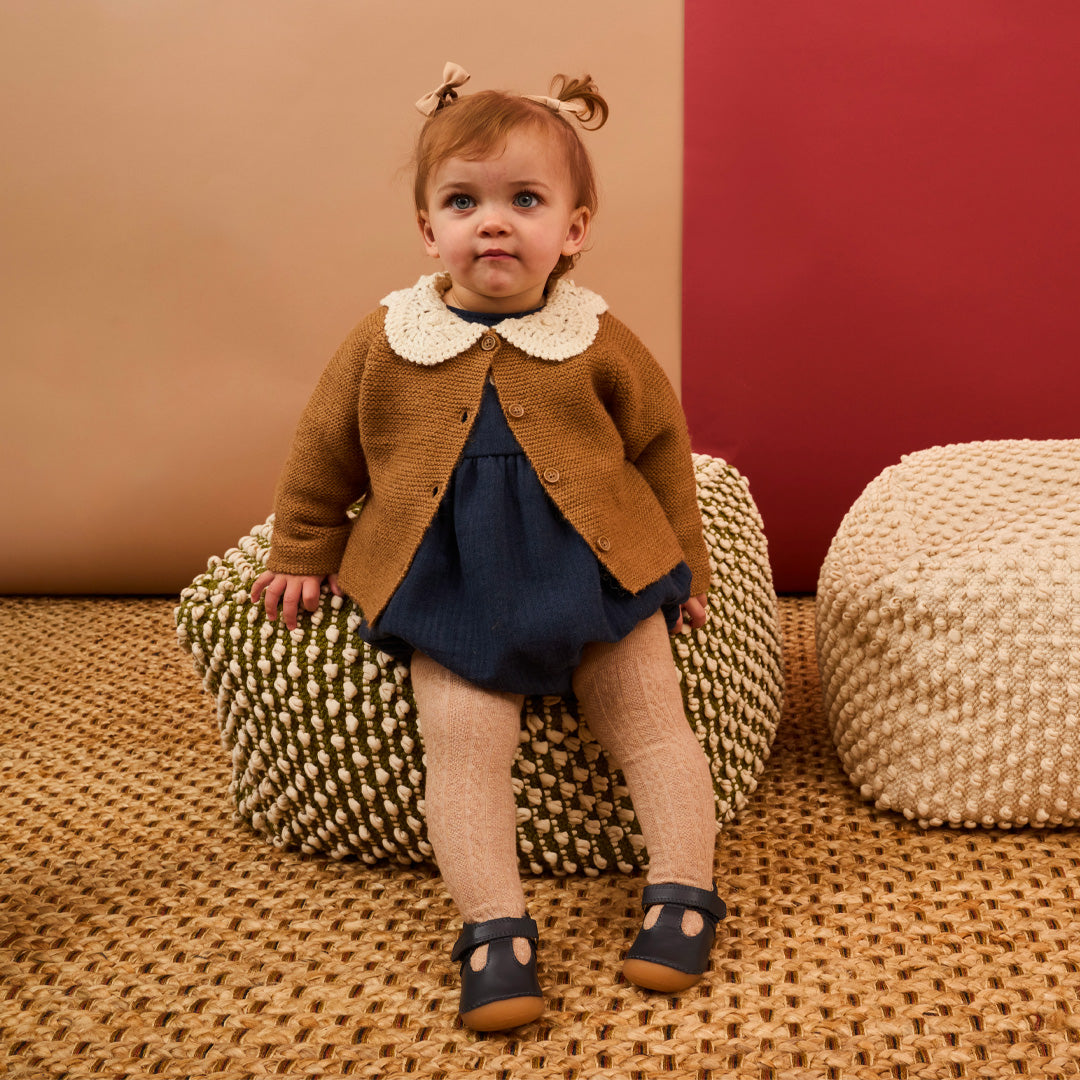 Atlas Navy Leather First Walker Shoe