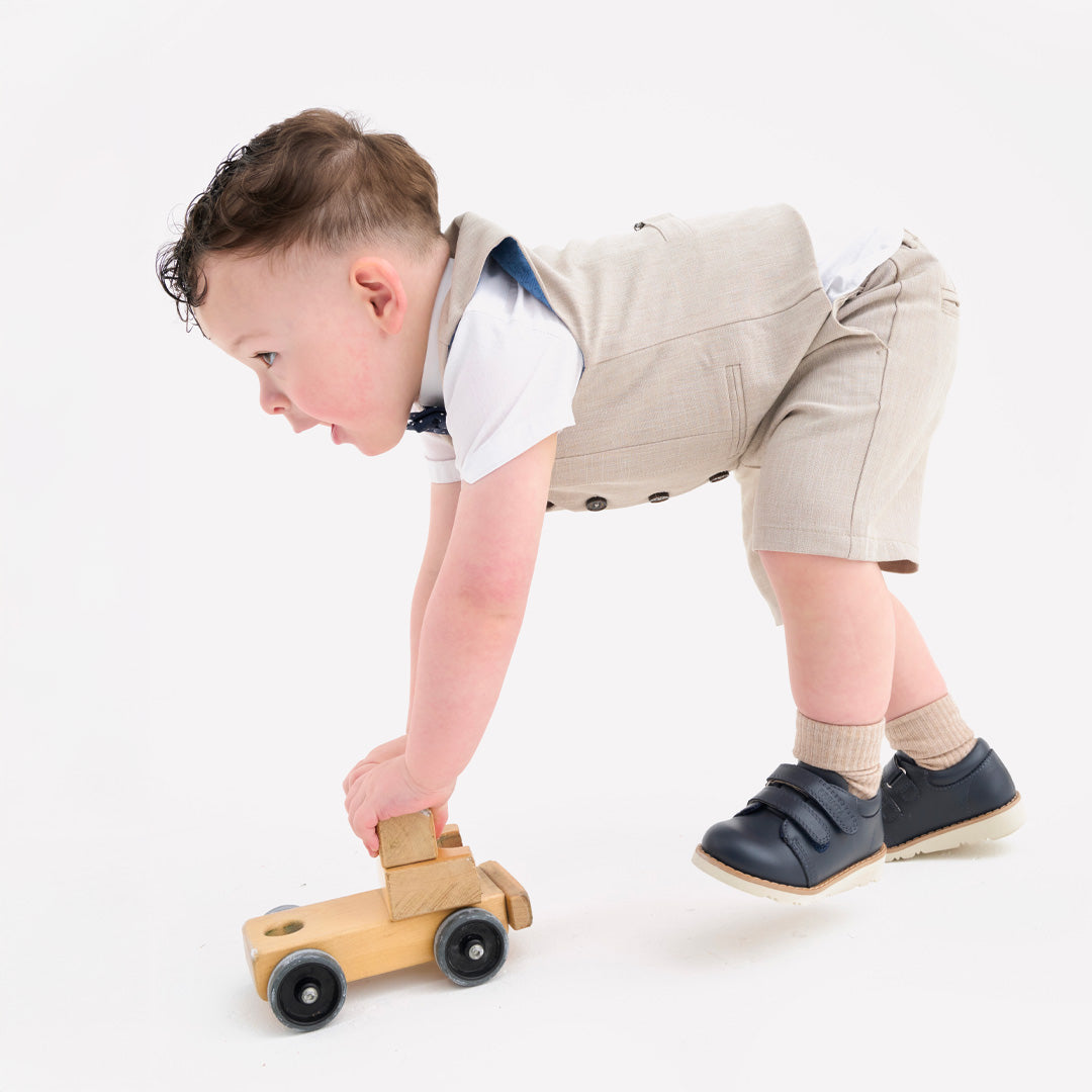 Comet Navy Leather Boys Kids Shoe