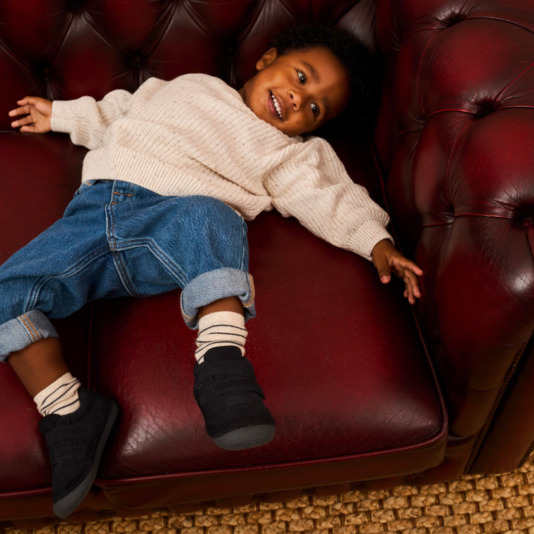 Rocket Navy Suede First Walker Trainer