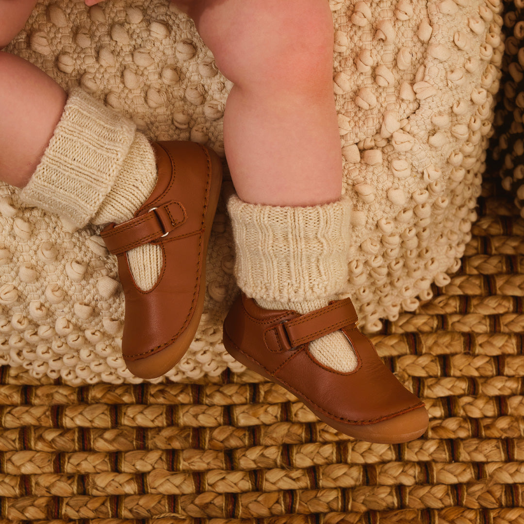 Atlas Tan Leather First Walker Shoe