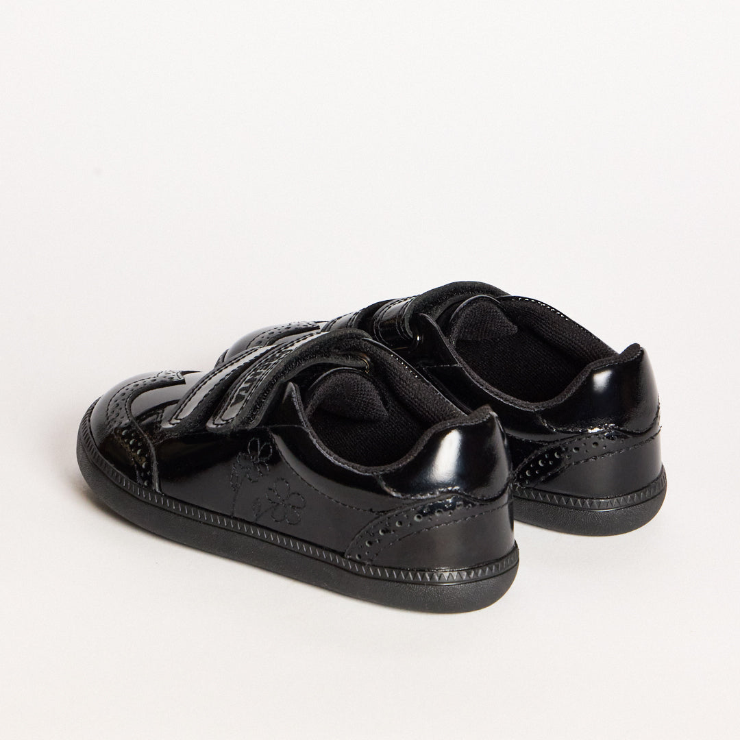 Dusk Bloom Black Patent Pre-School Barefoot School Shoe