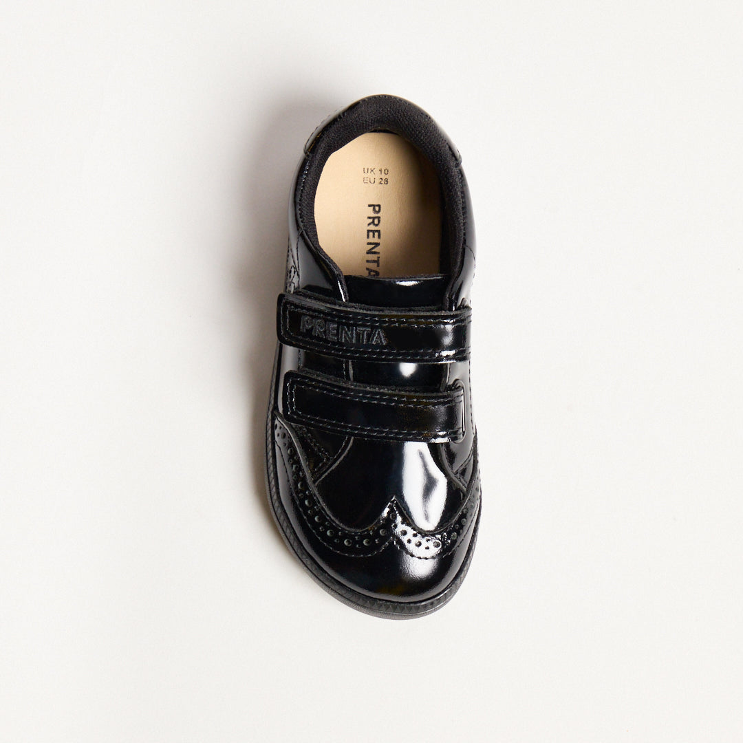 Dusk Bloom Black Patent Kids Barefoot School Shoe