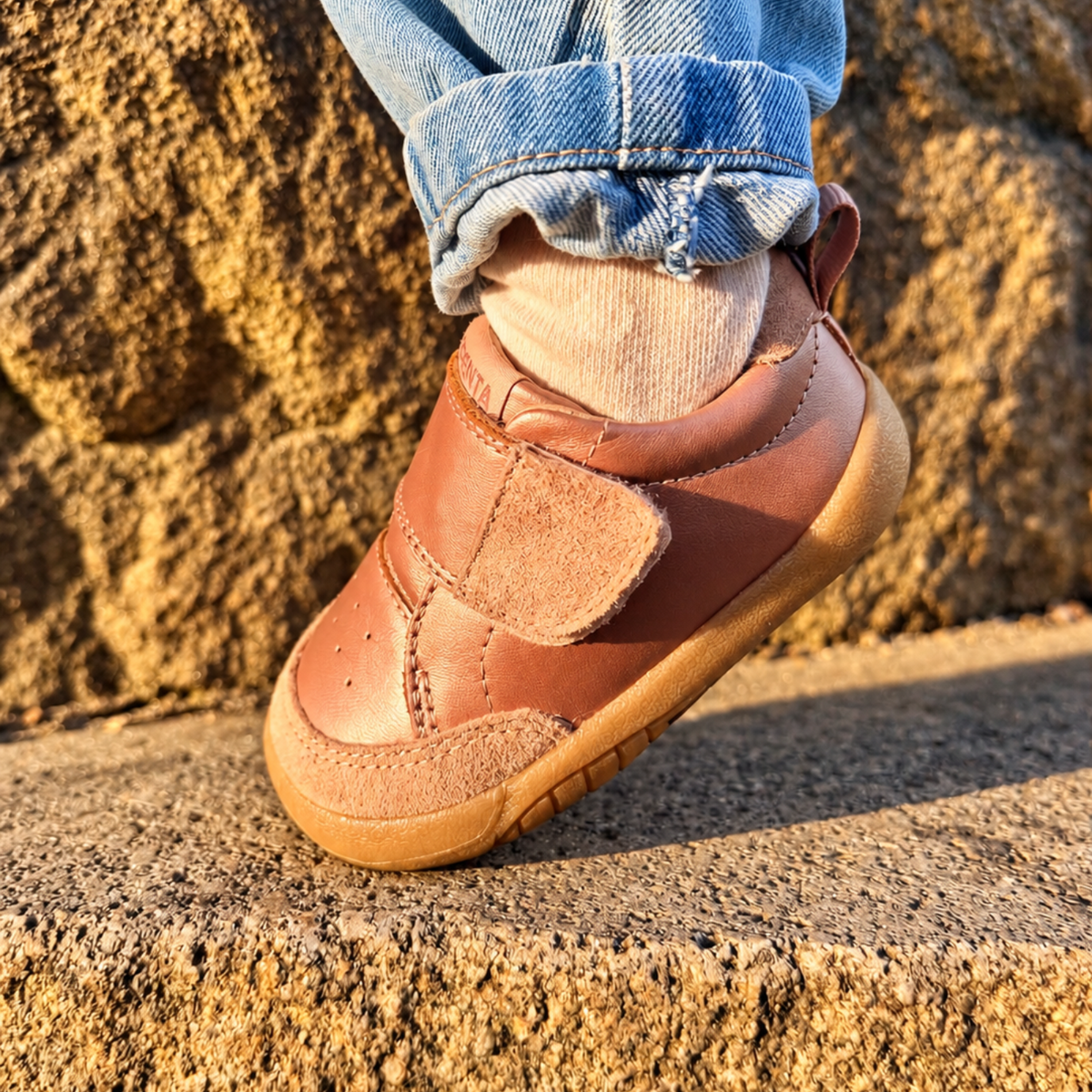 Elm Rose Gold Leather Barefoot First Walker Trainer
