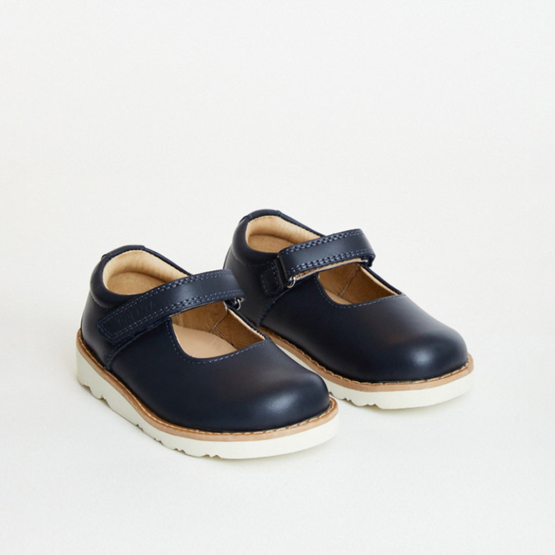 Aurora Navy Leather Girls Kids Shoe
