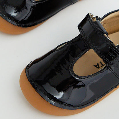 Atlas Black Patent First Walker Shoe