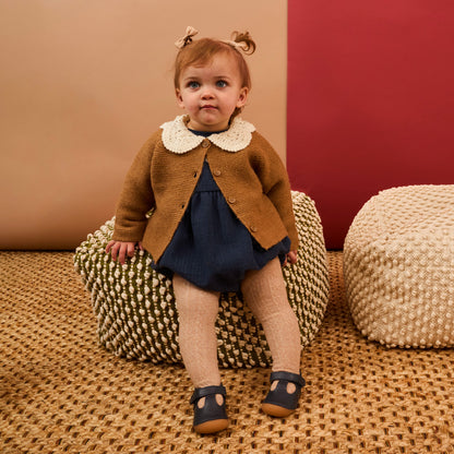 Atlas Navy Leather First Walker Shoe