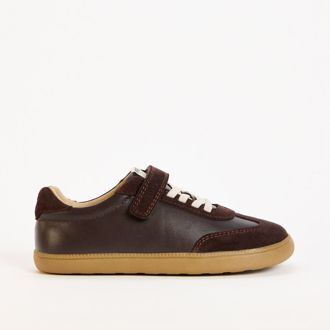 Kai Chocolate Leather Kids Barefoot Trainer