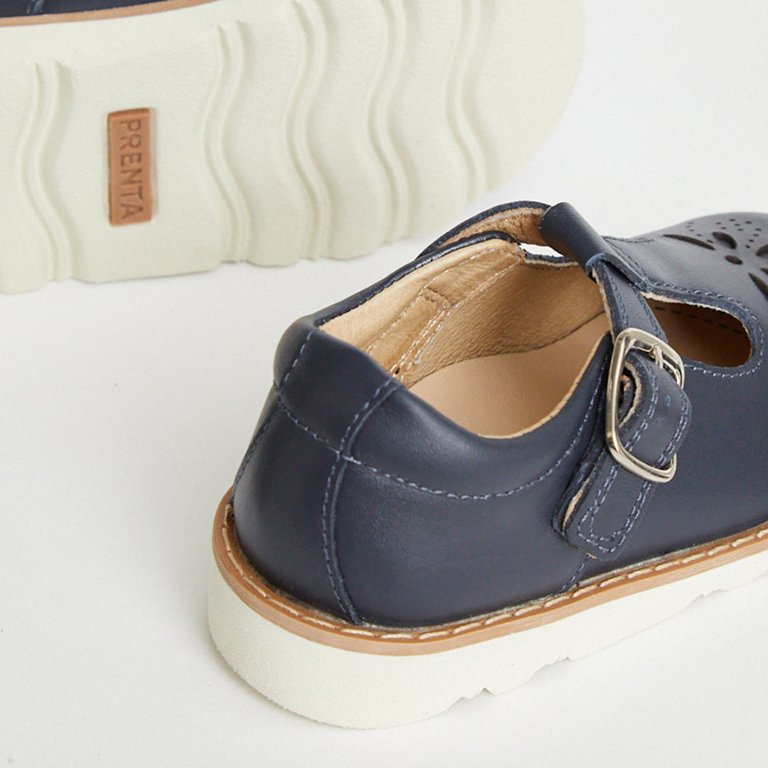 Luna Navy Leather Girls Kids Shoe