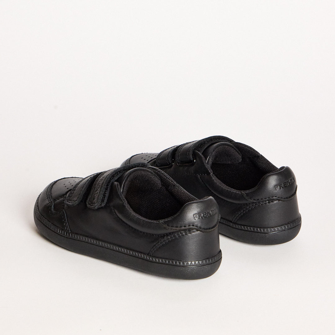 Ember Black Leather Kids Barefoot School Shoe
