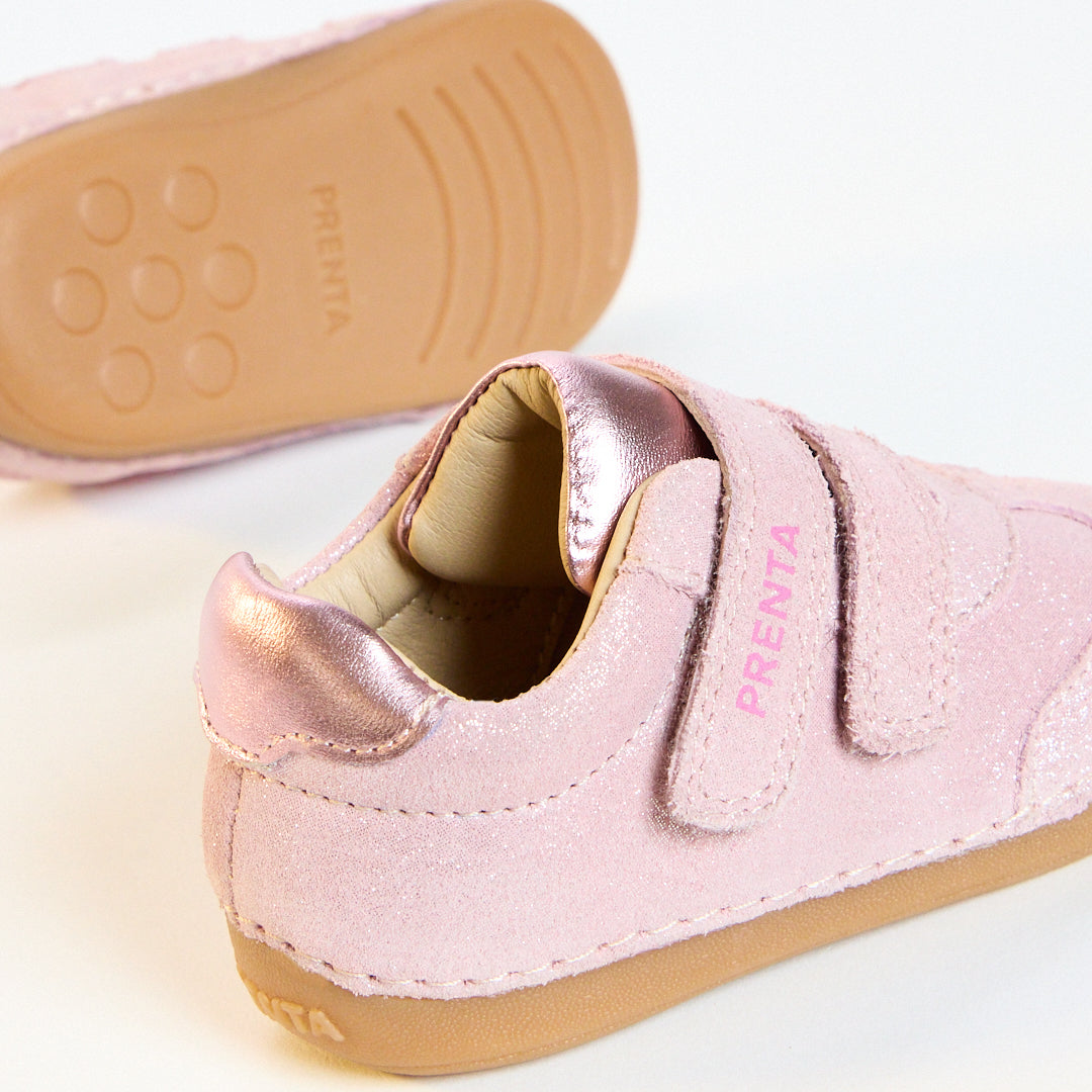 Rocket Pink Sparkle Suede First Walker Trainer