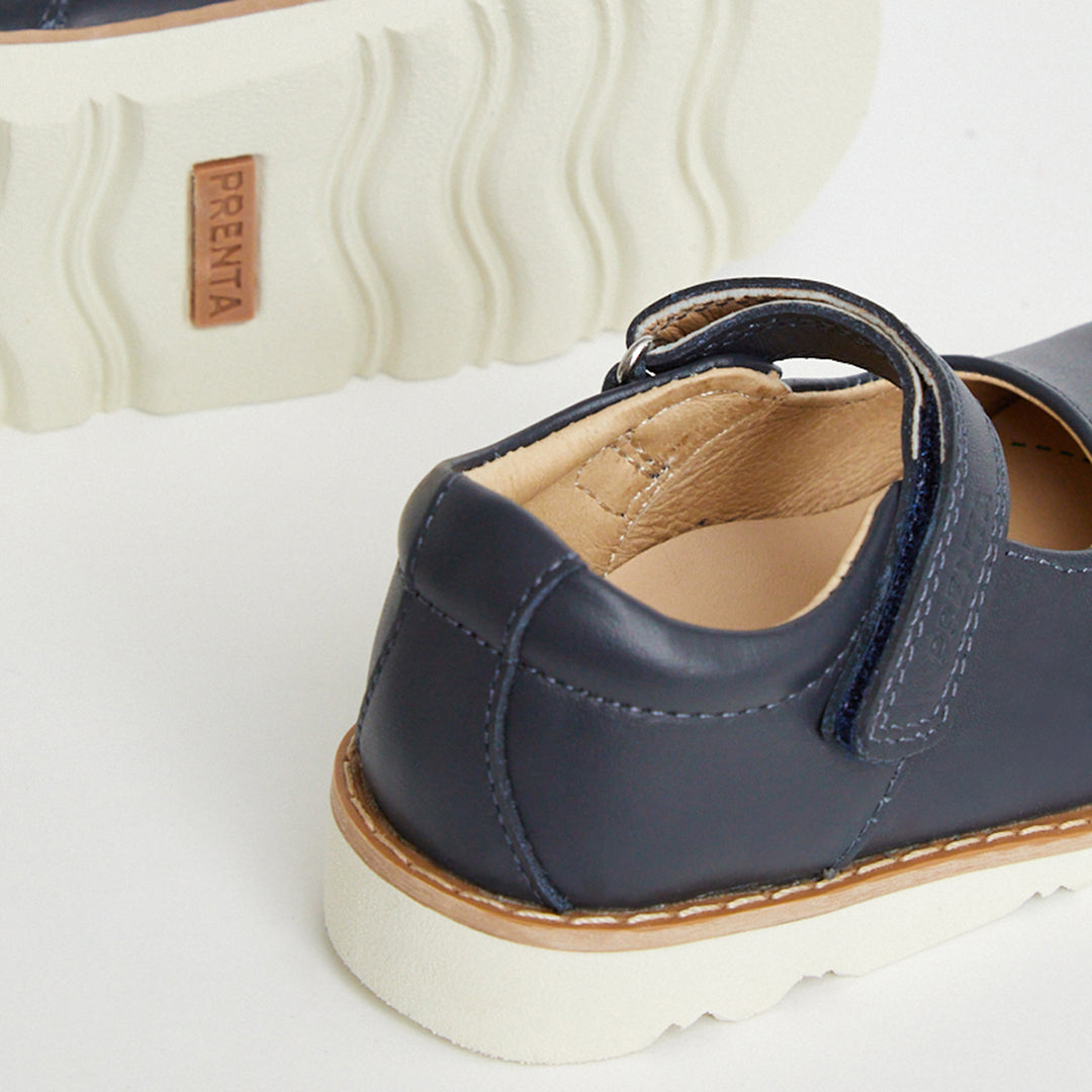 Aurora Navy Leather Girls Kids Shoe