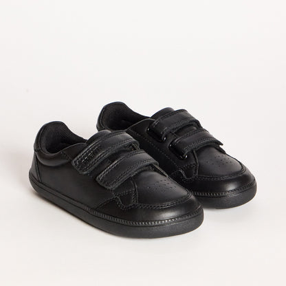 Ember Black Leather Pre-School Barefoot School Shoe