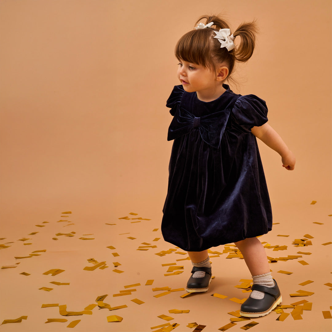 Aurora Navy Leather Girls Kids Shoe