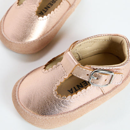 Zora Rose Gold Metallic Soft Sole T-Bar