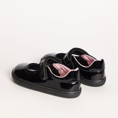 Dawn Dotty Black Patent Kids Barefoot Mary-Jane School Shoe