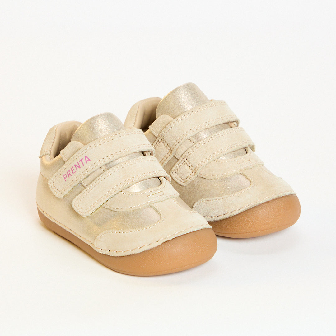 Rocket Champagne Shimmer Leather First Walker Trainer