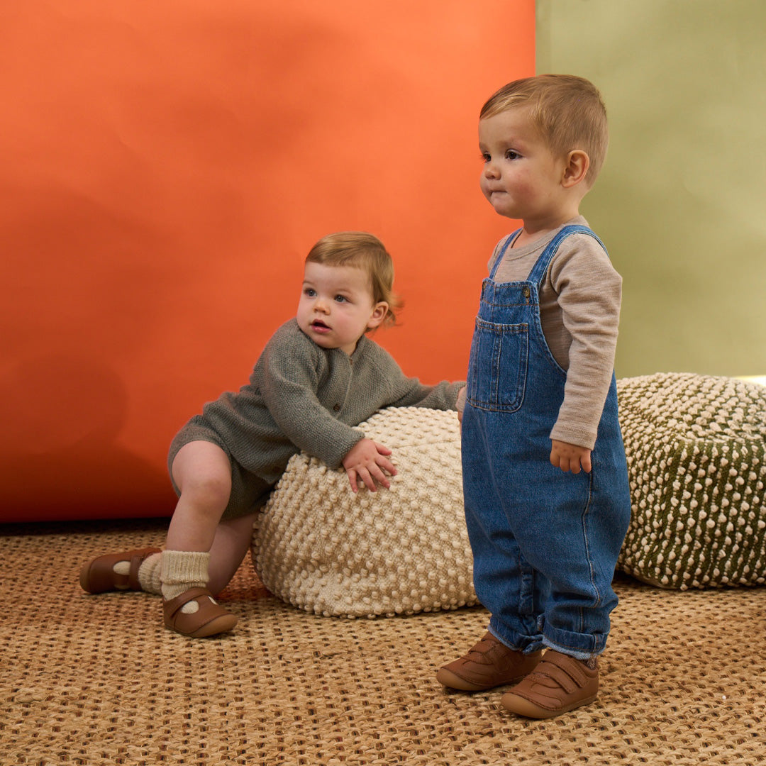 Rocket Tan Leather First Walker Trainer