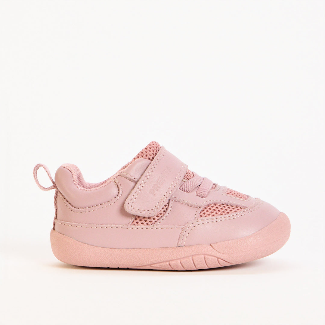 Eden Dusty Pink Leather & Mesh Barefoot First Walker Trainer