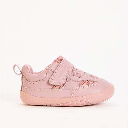 Eden Dusty Pink Leather & Mesh Barefoot First Walker Trainer