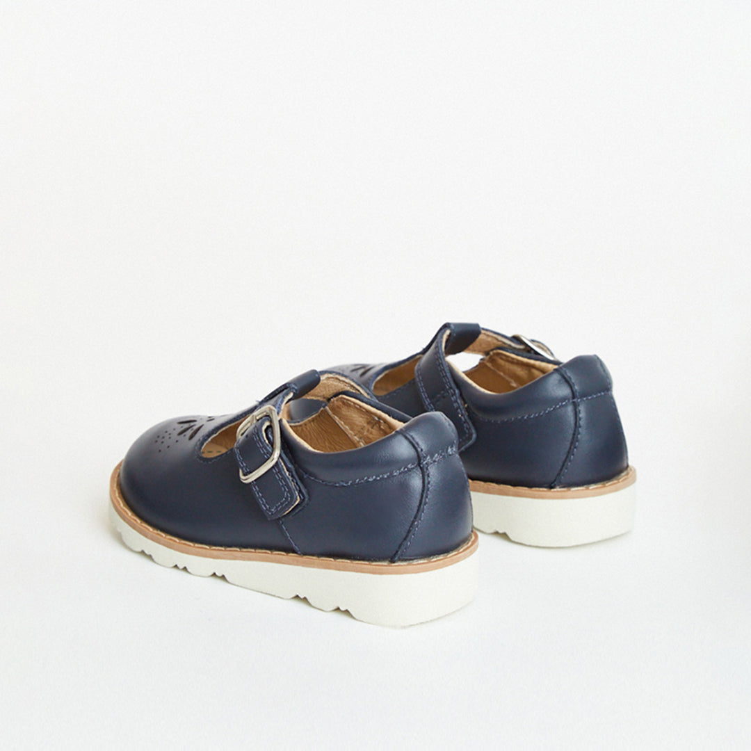 Luna Navy Leather Girls Kids Shoe