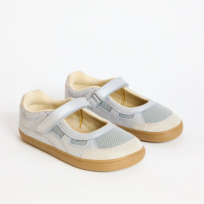 Eve Silver Leather & Mesh Kids Barefoot Ballet Trainer