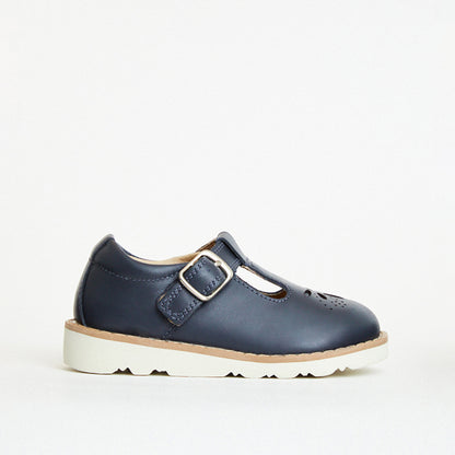 Luna Navy Leather Girls Kids Shoe