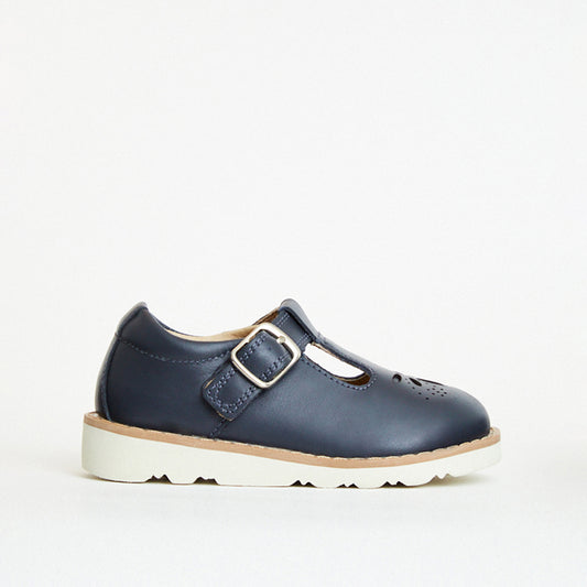 Luna Navy Leather Girls Kids Shoe