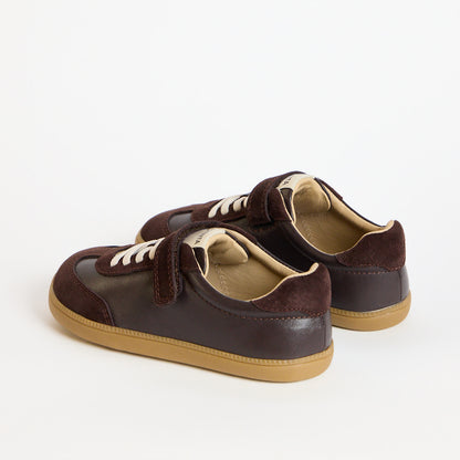 Kai Chocolate Leather Kids Barefoot Trainer