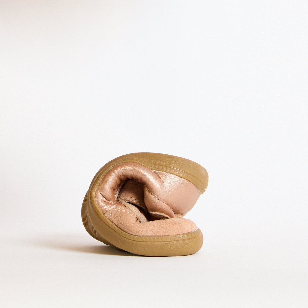 Ash Rose Gold Leather Kids Barefoot Trainer