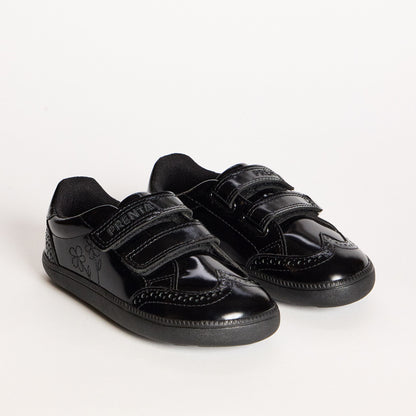 Dusk Bloom Black Patent Pre-School Barefoot School Shoe