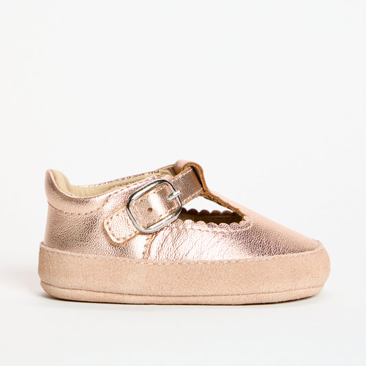 Zora Rose Gold Metallic Soft Sole T-Bar