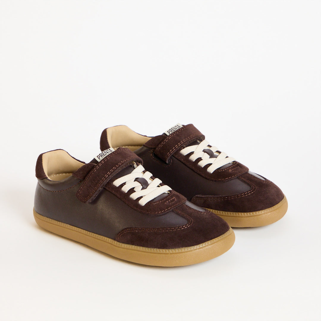 Kai Chocolate Leather Kids Barefoot Trainer