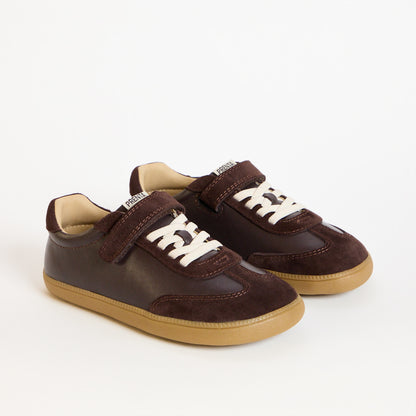 Kai Chocolate Leather Kids Barefoot Trainer