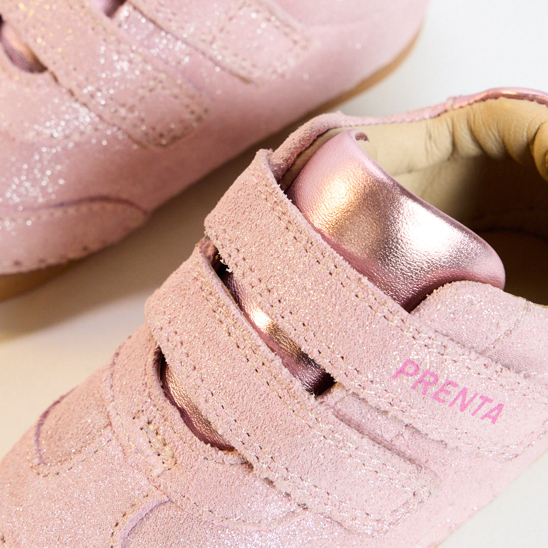 Rocket Pink Sparkle Suede First Walker Trainer