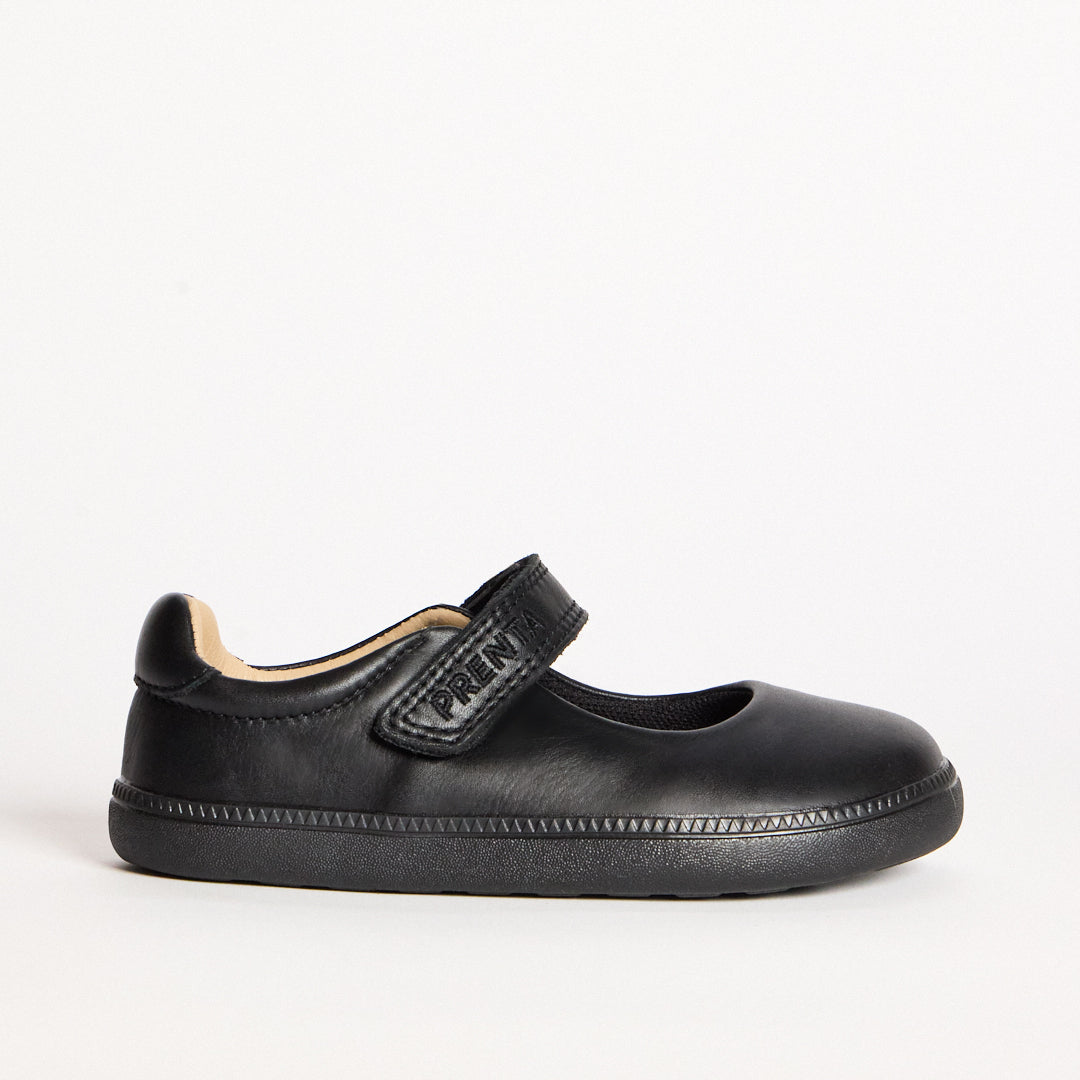 Dawn Black Leather Pre-School Barefoot Mary-Jane School Shoe