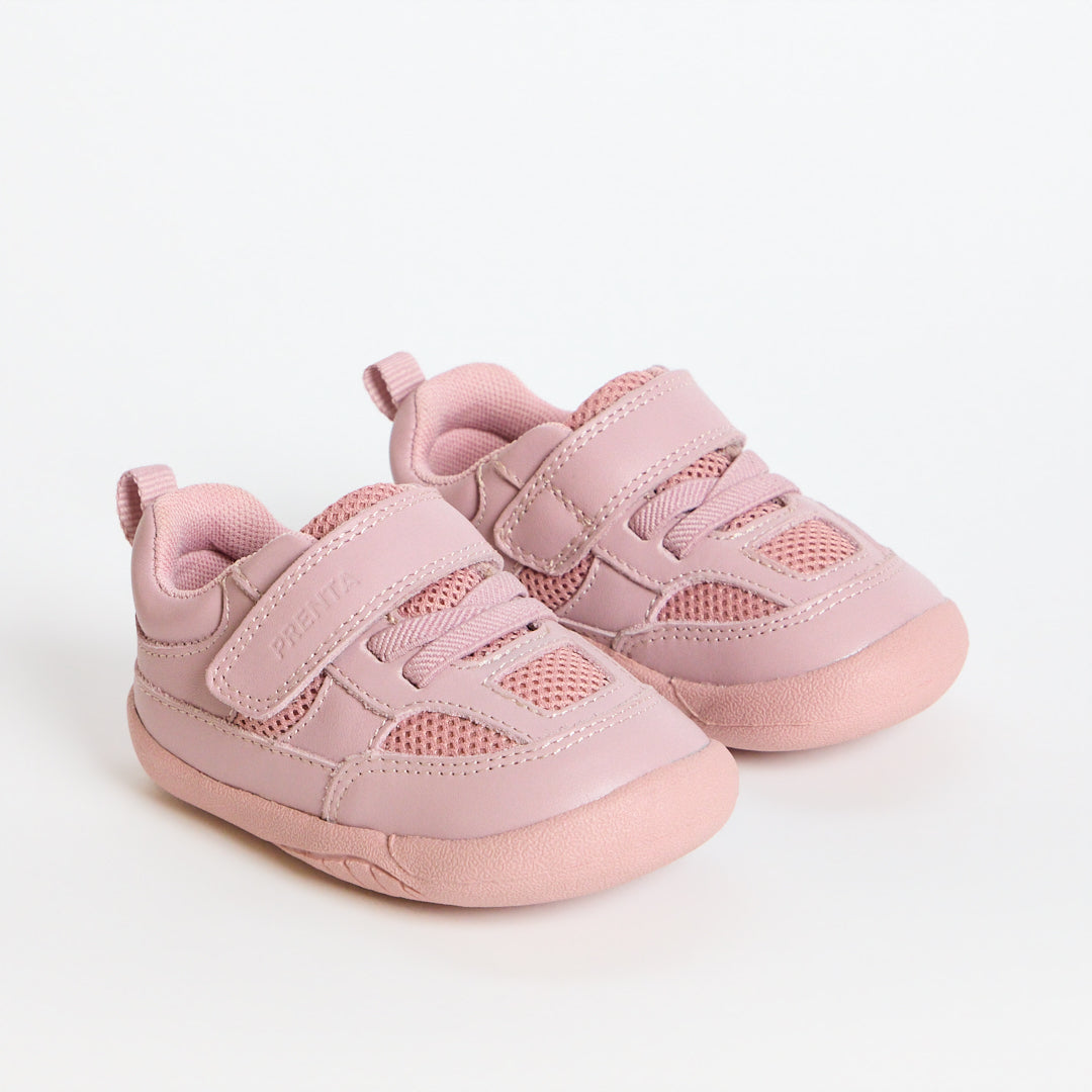 Eden Dusty Pink Leather & Mesh Barefoot First Walker Trainer