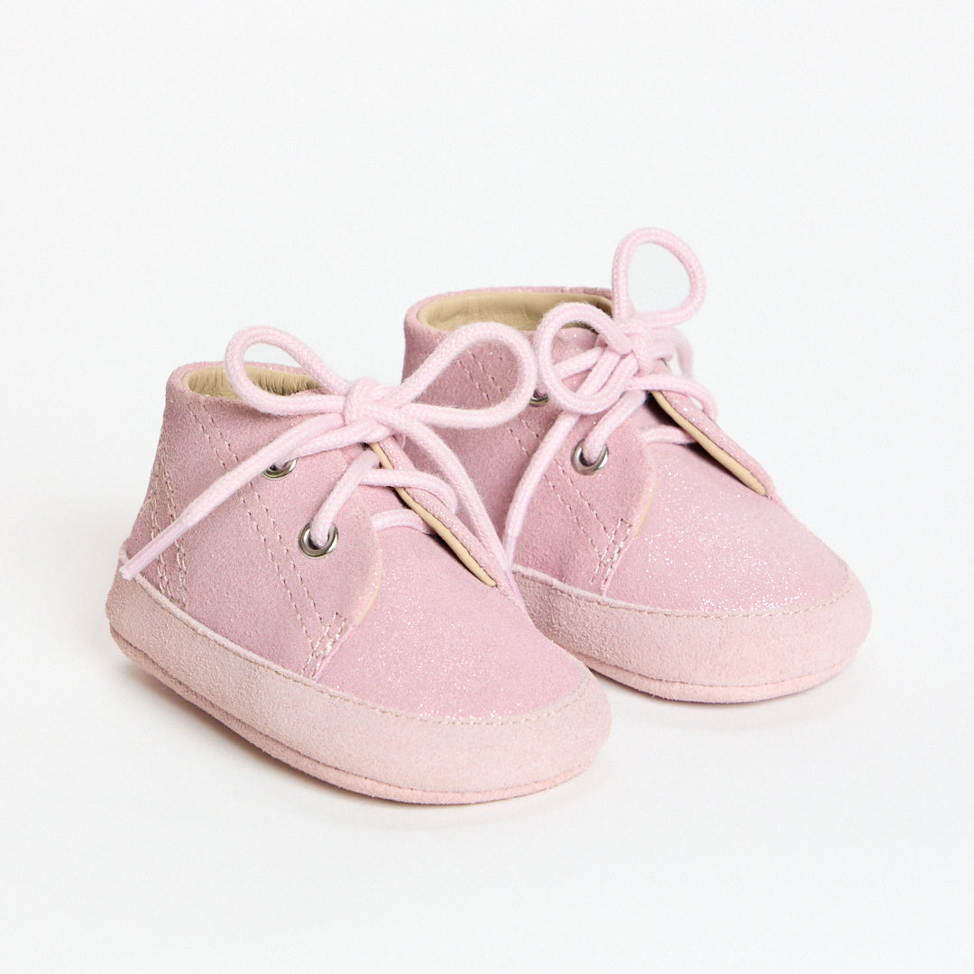 Alba Pink Sparkle Suede Soft Sole Bootie