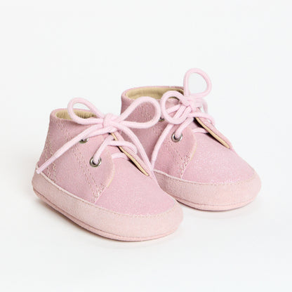 Alba Pink Sparkle Suede Soft Sole Bootie