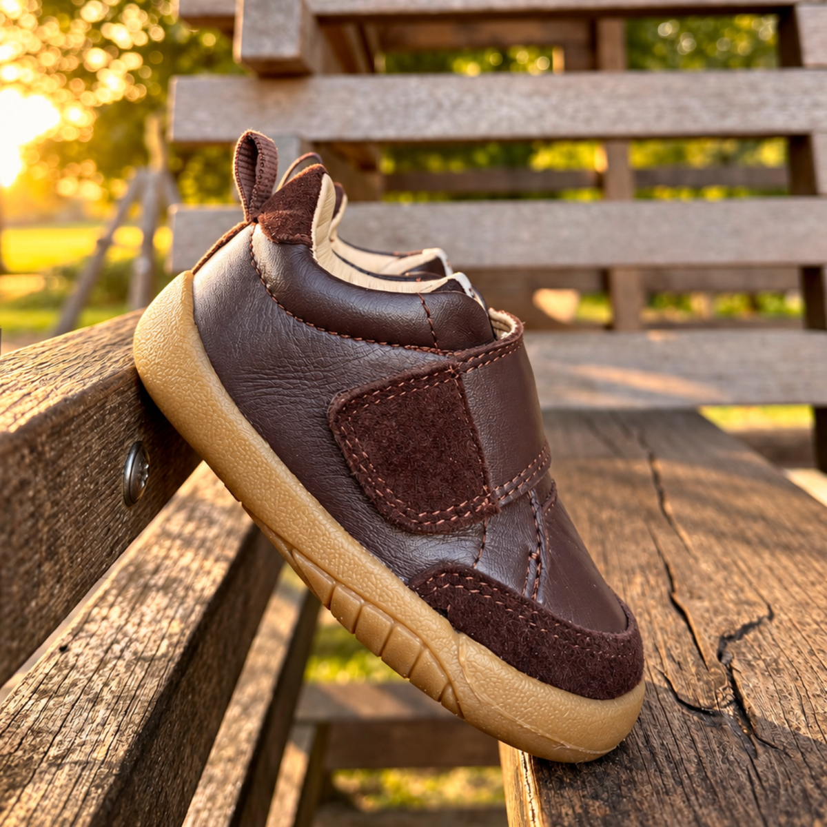 Elm Chocolate Leather Barefoot First Walker Trainer