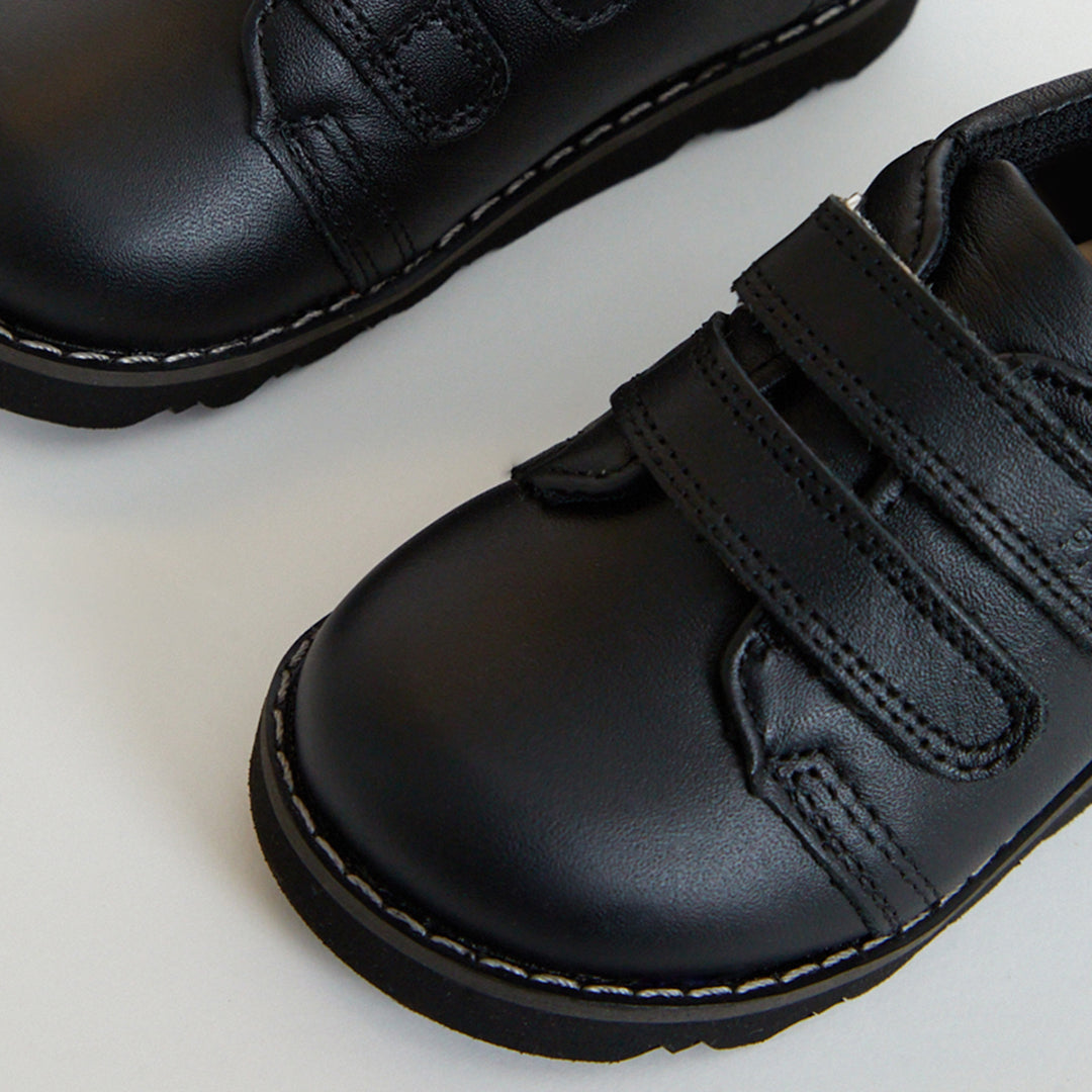 Comet Black Leather Boys Kids Shoe