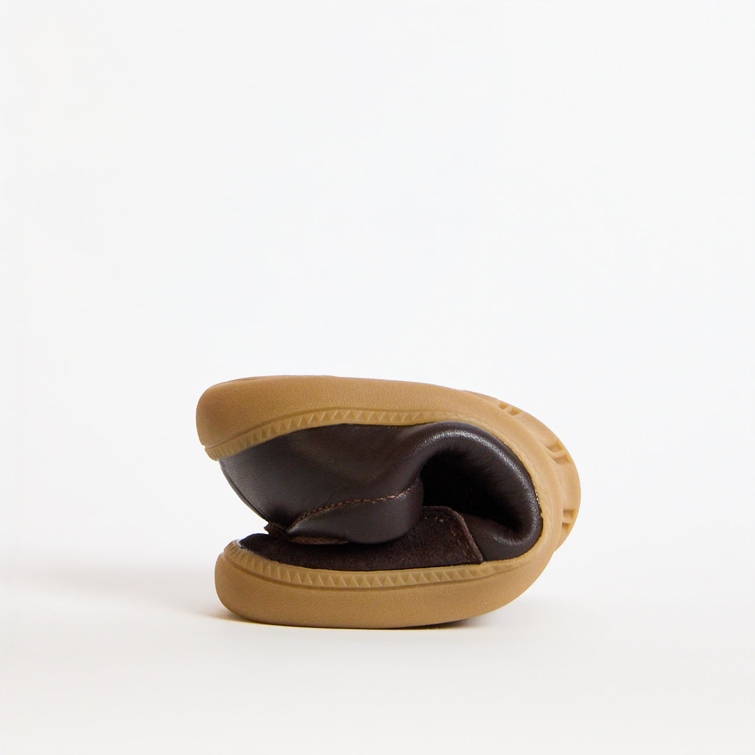 Kai Chocolate Leather Kids Barefoot Trainer