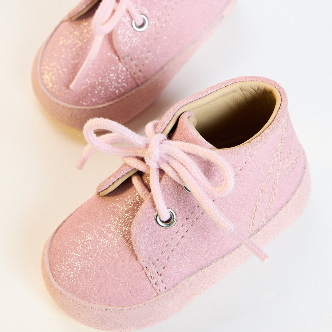 Alba Pink Sparkle Suede Soft Sole Bootie