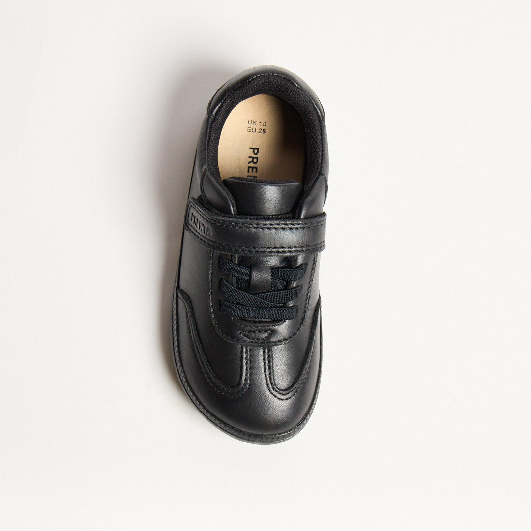 Kai Black Leather Kids Barefoot School Shoe