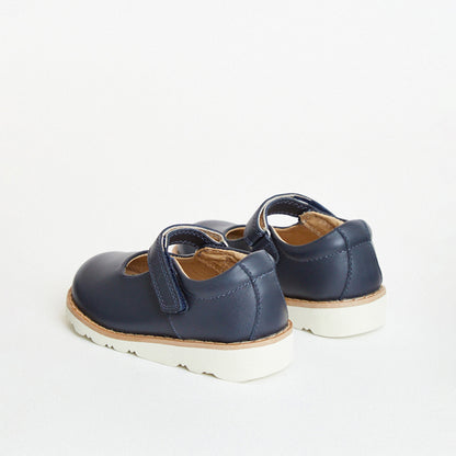 Aurora Navy Leather Girls Kids Shoe