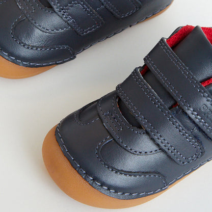 Rocket Navy Leather First Walker Trainer