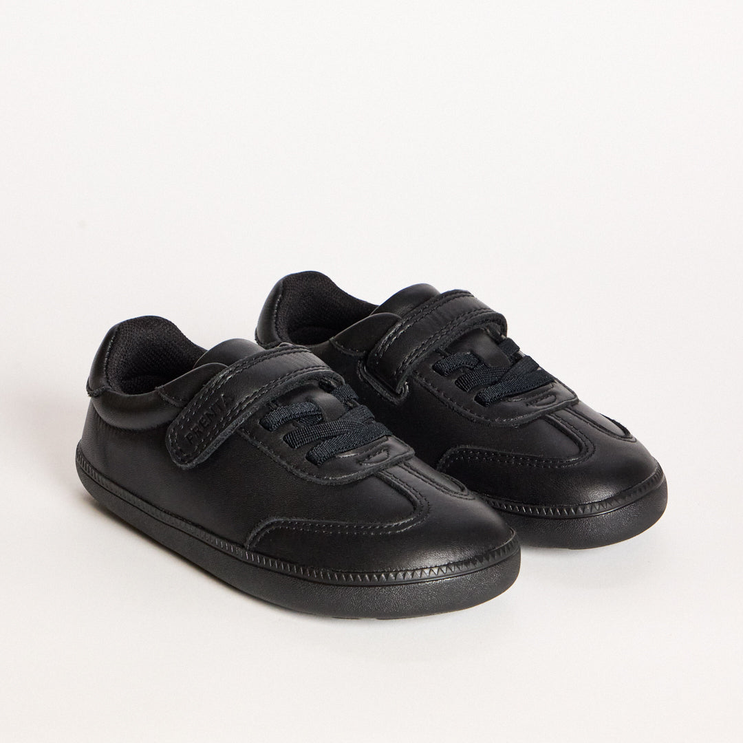 Kai Black Leather Kids Barefoot School Shoe