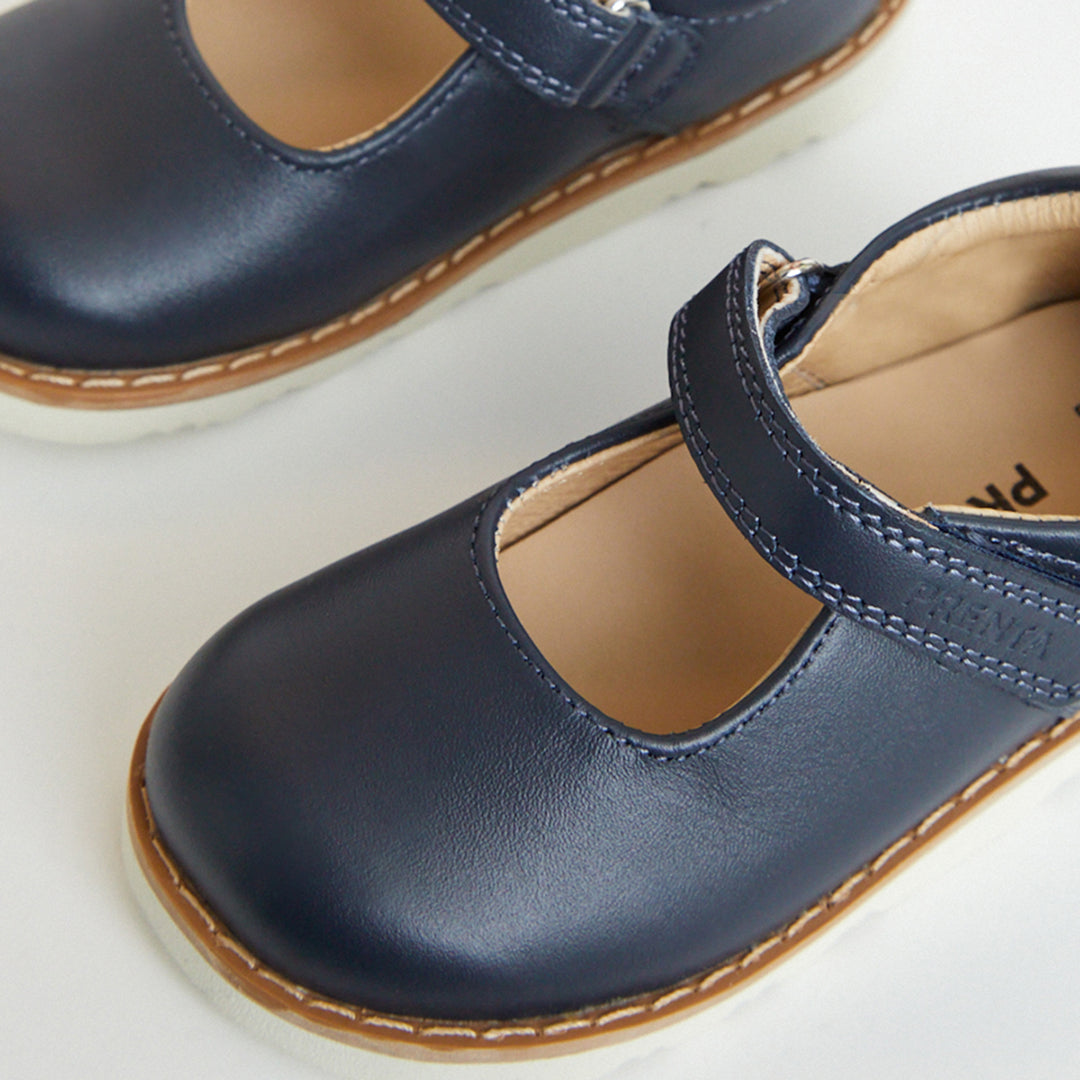 Aurora Navy Leather Girls Kids Shoe