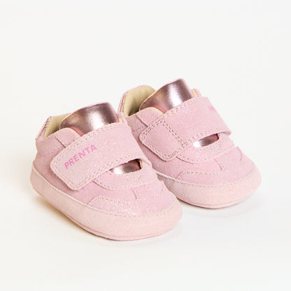Nova Pink Sparkle Suede Soft Sole Trainer