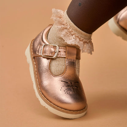 Luna Rose Gold Metallic Girls Kids Shoe