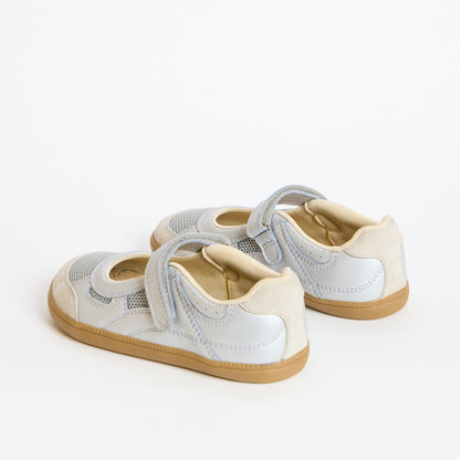 Eve Silver Leather & Mesh Kids Barefoot Ballet Trainer